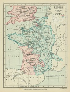 Francia en el Tratado de Bretigni (litografía en color) de English School