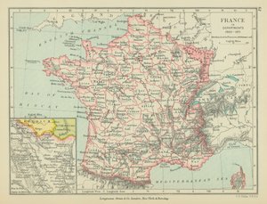Francia en departamentos (litografía en color) de English School