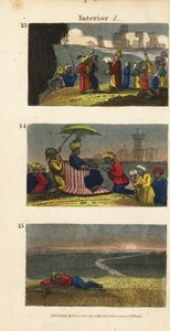 Frederick Horneman leyendo el Corán a los bereberes del oasis de Siwa, una caravana saludando al sultán de Fezzan, y un viajero dejado atrás en el desierto