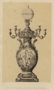 Lámpara moderadora francesa con ramas de velas (litografía)