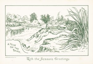 Rana saltando al río, tarjeta de Navidad