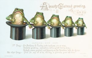 ¡Ranas con sombreros de copa! tarjeta de Navidad