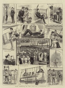 De Bermudas al Cabo en un barco de transporte (grabado) de English School