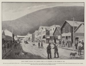 Calle Front, Dawson City, mirando al oeste, como apareció en el verano de 1898 de English School