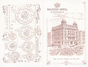 Portada y contraportada del folleto del Hotel Majestic en Alejandría