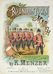 Portada de la partitura de Round the Town March, por K. Menzer de English School