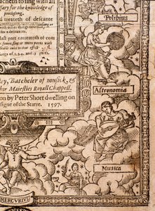 Frontispicio de Una Introducción Llana y Fácil a la Música Práctica por Thomas Morley, Detalle, 1597 de English School