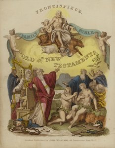 Frontispicio de una Biblia familiar (litografia en color) de English School