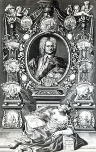 Frontispicio de Historia Naval de Inglaterra por Thomas Lediard, publicado en 1735