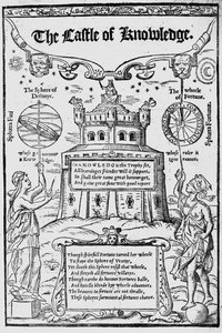 Portada de El Castillo del Conocimiento de Robert Recorde, 1556 de English School