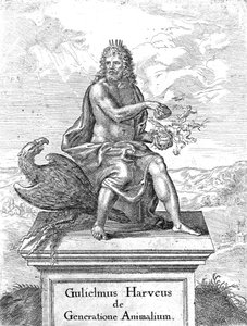 Frontispicio de De Generatione Animalium de William Harvey publicado en 1651 de English School