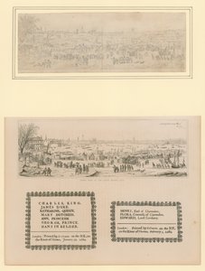 Feria de hielo en el Támesis, recuerdo impreso para el rey Carlos II y su familia, 1684