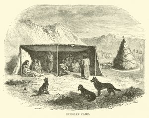 Campamento fueguino, Tierra del Fuego, 1890 de English School