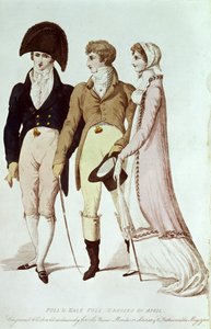 Vestidos completos y medios completos para abril, ilustración de 