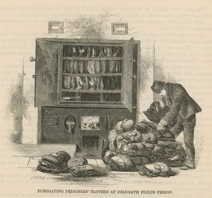 Fumigando la ropa de los prisioneros en la Prisión de Coldbath Fields