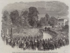 Funeral del Sr. Braidwood, el difunto jefe del Cuerpo de Bomberos de Londres, en el Cementerio de Abney-Park (grabado) de English School