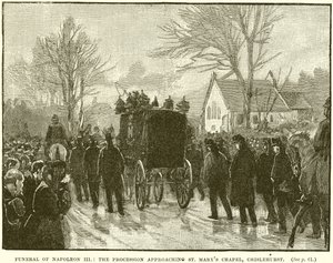 Funeral de Napoleón III: La procesión acercándose a la Capilla de Santa María, Chislehurst
