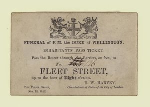 Funeral del Duque de Wellington, boleto de pase para habitantes