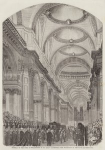 Funeral del Duque de Wellington en la Catedral de San Pablo, la Procesión en la Nave (grabado) de English School