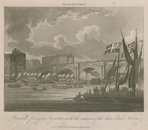 Procesión fúnebre por agua con los restos del difunto Lord Nelson de English School