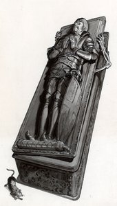 Monumento funerario con esqueleto saliendo