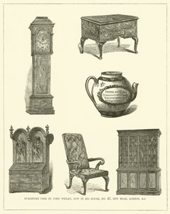 Muebles utilizados por John Wesley, ahora en su casa, nº 47, City Road, Londres, CE (grabado)