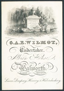 G A E Wilmot, funerario, tarjeta comercial
