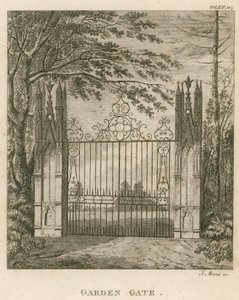 Puerta del jardín en Strawberry Hill, Twickenham, Londres de English School