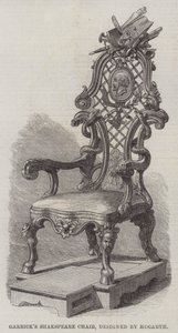 La silla de Shakespeare de Garrick, diseñada por Hogarth (grabado)