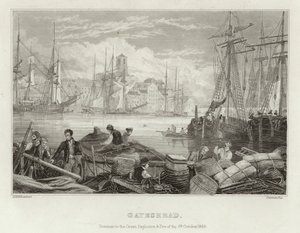 Gateshead antes de la gran explosión e incendio del 6 de octubre de 1854 de English School