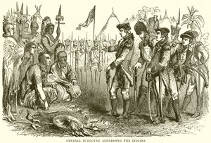 El General Burgoyne dirigiéndose a los indios