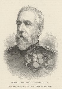 El General Sir Daniel Lysons, GCB, el Nuevo Alcaide de la Torre de Londres de English School