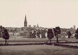 Vista general de Exeter (litografía) de English School