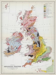 Características geológicas generales de las Islas Británicas (litografía en color)