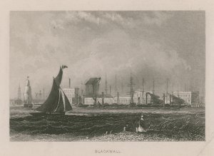 Vista general de los barcos en el Río Támesis en Blackwall de English School