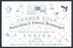 George Cole, ferretero y proveedor general, tarjeta comercial