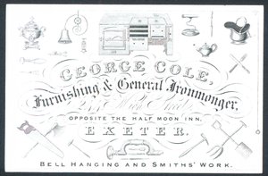 George Cole, ferretero y proveedor general, tarjeta comercial