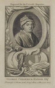 George Frideric Handel, grabado para la Universal Magazine de English School