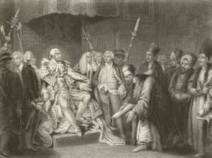 Jorge III recibiendo al embajador turco y su séquito de English School