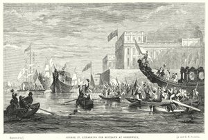 Jorge IV embarcando para Escocia en Greenwich de English School