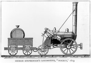 La locomotora de George Stephenson, Rocket, 1829