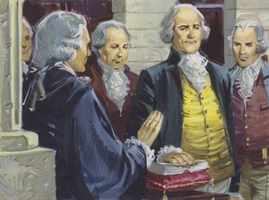 George Washington Jurando como el Primer Presidente de América en Nueva York de English School