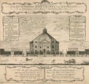Nueva capilla y casas de beneficencia de George Whitefield en Tottenham Court Road, Londres, 1764