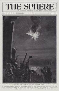 Dirigible alemán Zeppelin derribado en llamas frente a la costa de Norfolk, Primera Guerra Mundial, 28 de noviembre de 1916