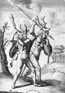Alemanes, ilustración de The Commentaries of Caesar traducido al inglés por William Duncan, grabado por Cornelis Huyberts, publicado en 1753 de English School
