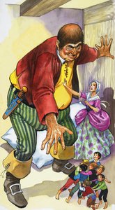 Gigante atacando a niños