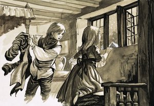 Niña y niño mirando hacia la nieve