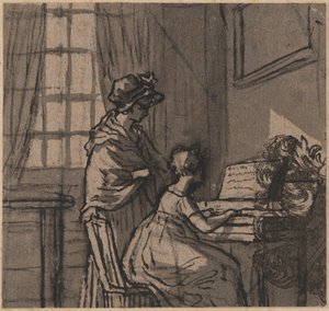 Niña en un clavicordio de English School