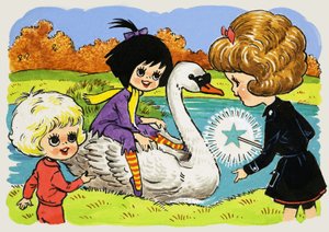 Niña en un cisne