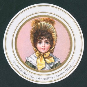 Niña con sombrero, tarjeta de Navidad